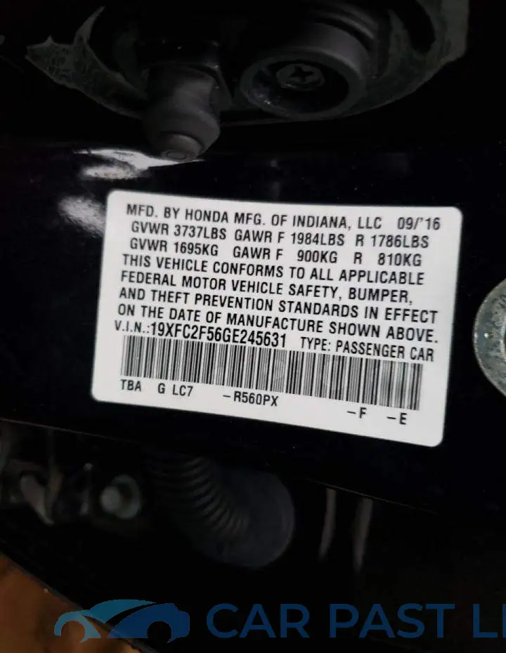 19XFC2F56GE245631# 10