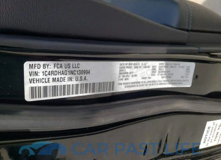 1C4RDHAG1NC130994# 10