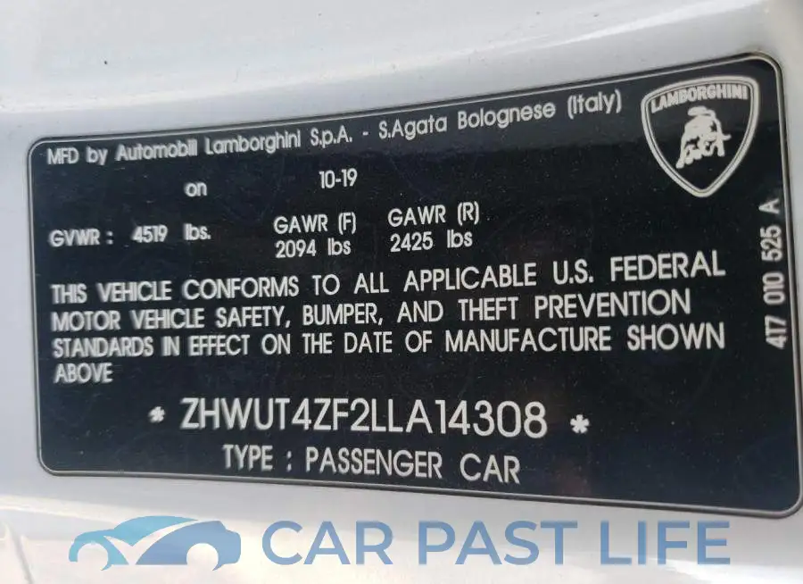 ZHWUT4ZF2LLA14308# 10