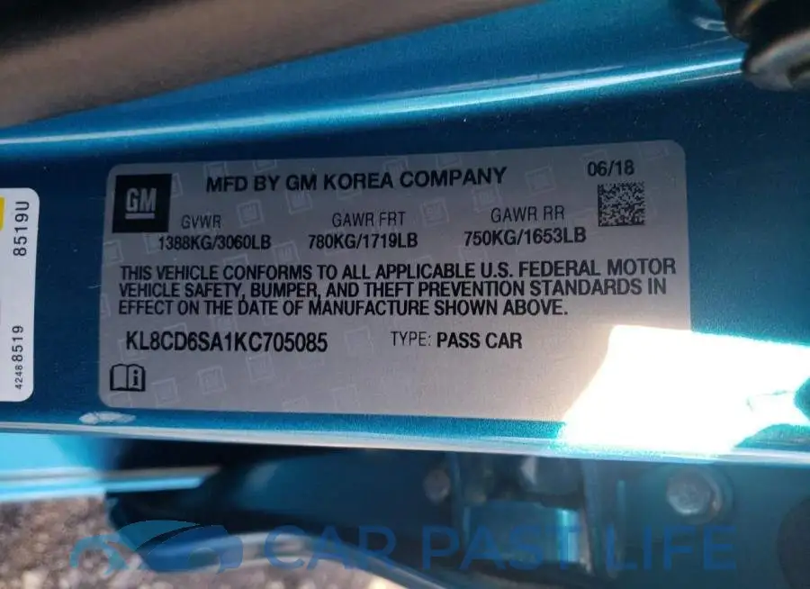 KL8CD6SA1KC705085# 10