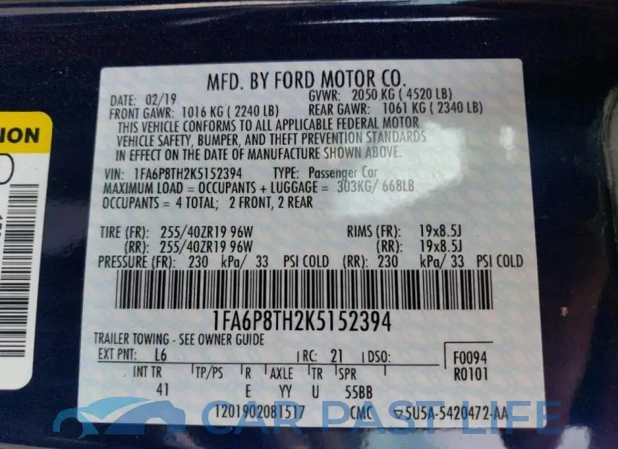 1FA6P8TH2K5152394# 10