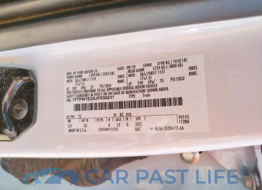 1FTFW1EG5JFE50231# 10