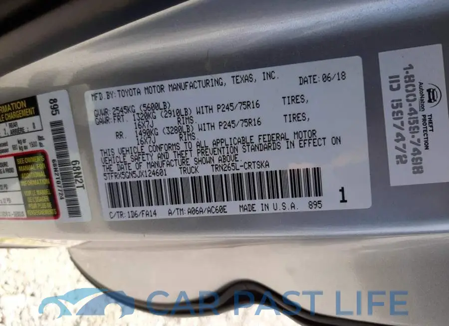 5TFRX5GN5JX124601# 10