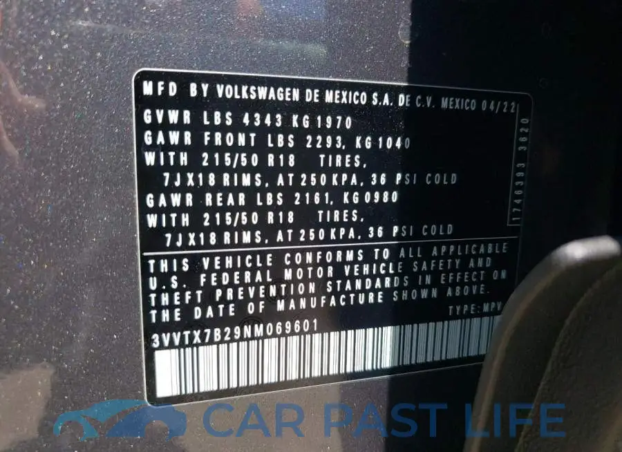 3VVTX7B29NM069601# 10