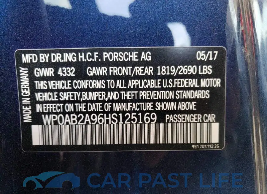 WP0AB2A96HS125169# 10