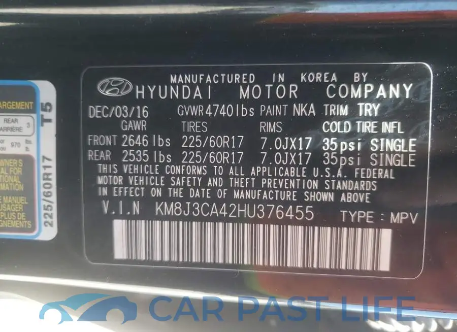KM8J3CA42HU376455# 10