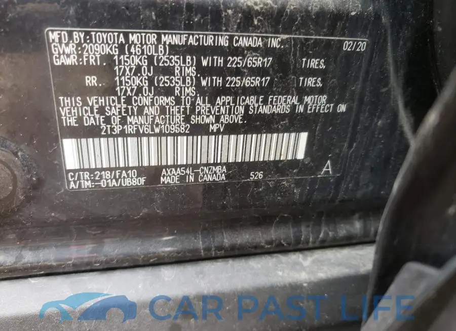 2T3P1RFV6LW109582# 10