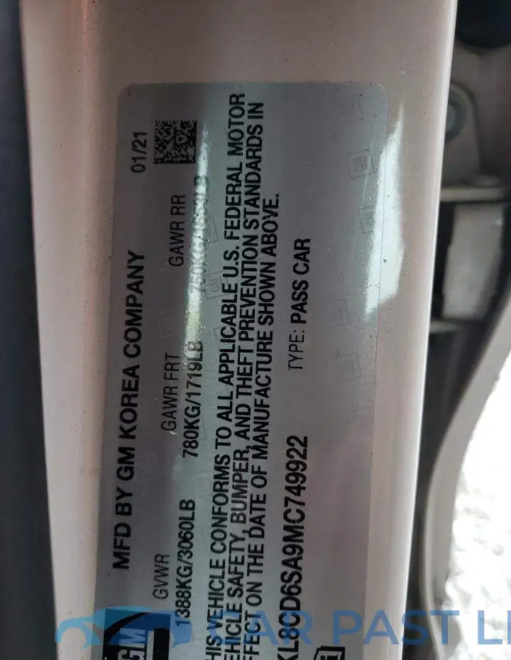 KL8CD6SA9MC749922# 10