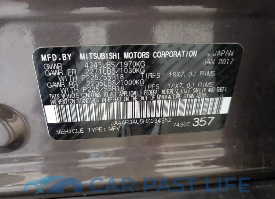 JA4AR3AU5HZ034952# 10