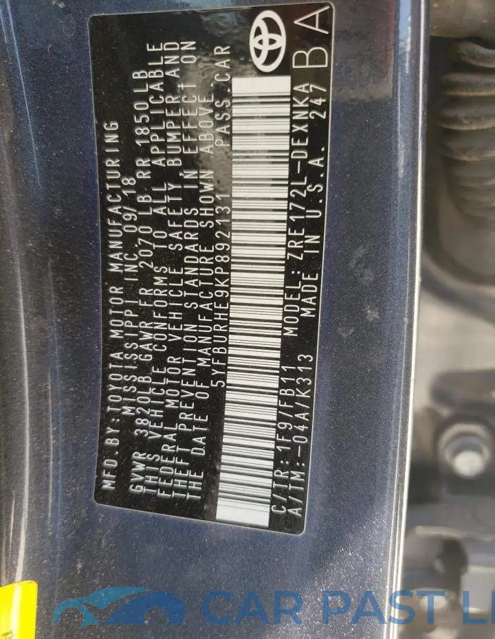 5YFBURHE9KP892131# 10