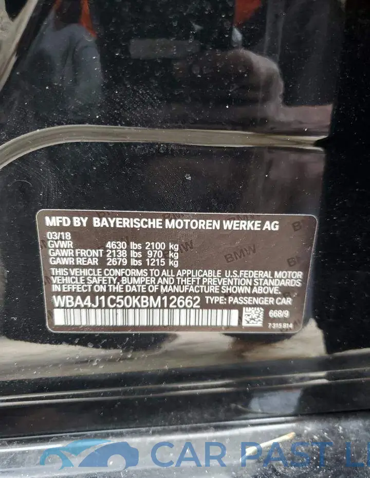 WBA4J1C50KBM12662# 10