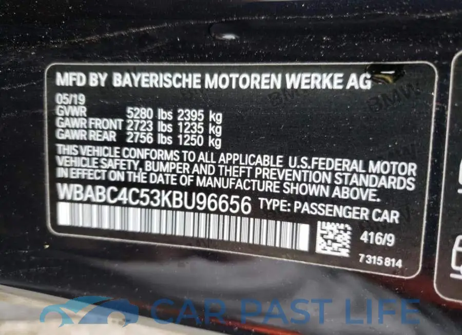 WBABC4C53KBU96656# 10