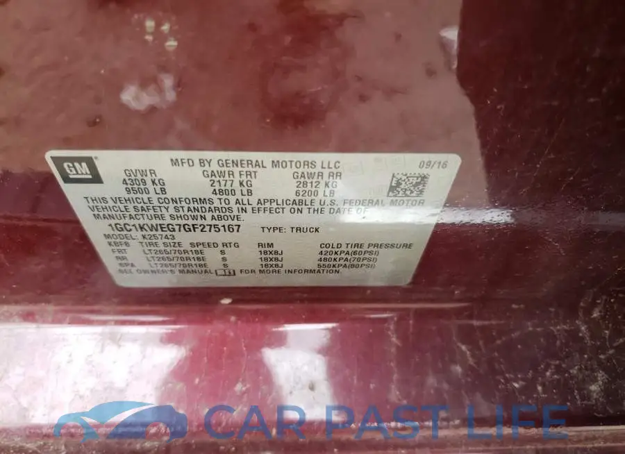 1GC1KWEG7GF275167# 10