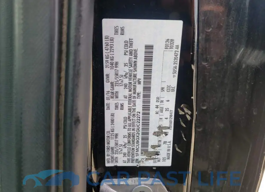 1FMCU9GX2GUC22272# 10