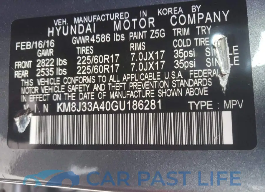 KM8J33A40GU186281# 10
