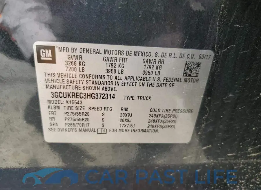 3GCUKREC3HG372314# 10