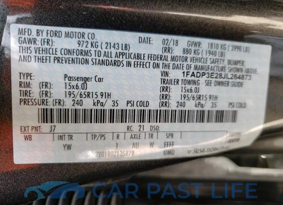 1FADP3E28JL264873# 10