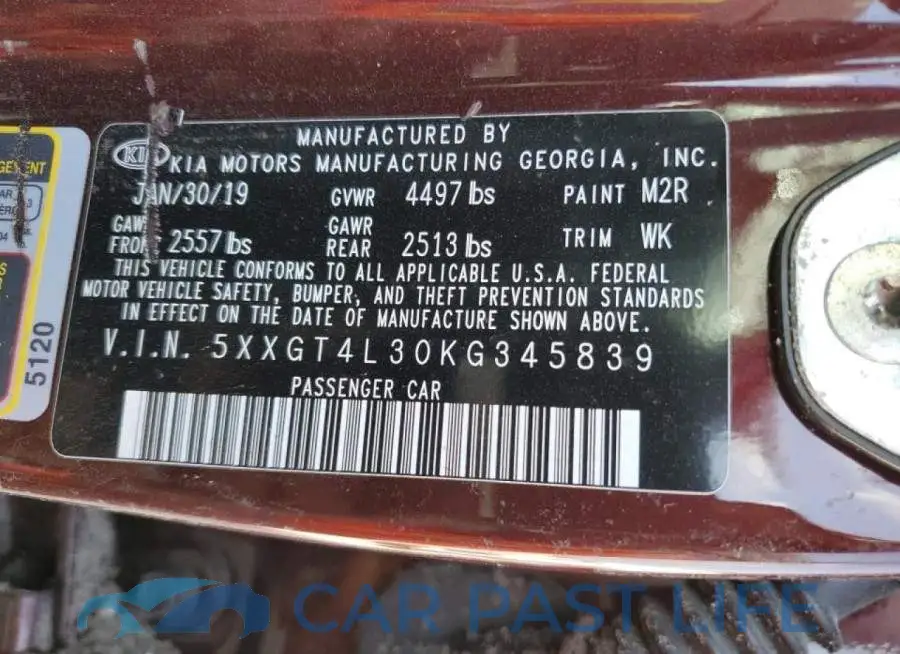 5XXGT4L30KG345839# 10