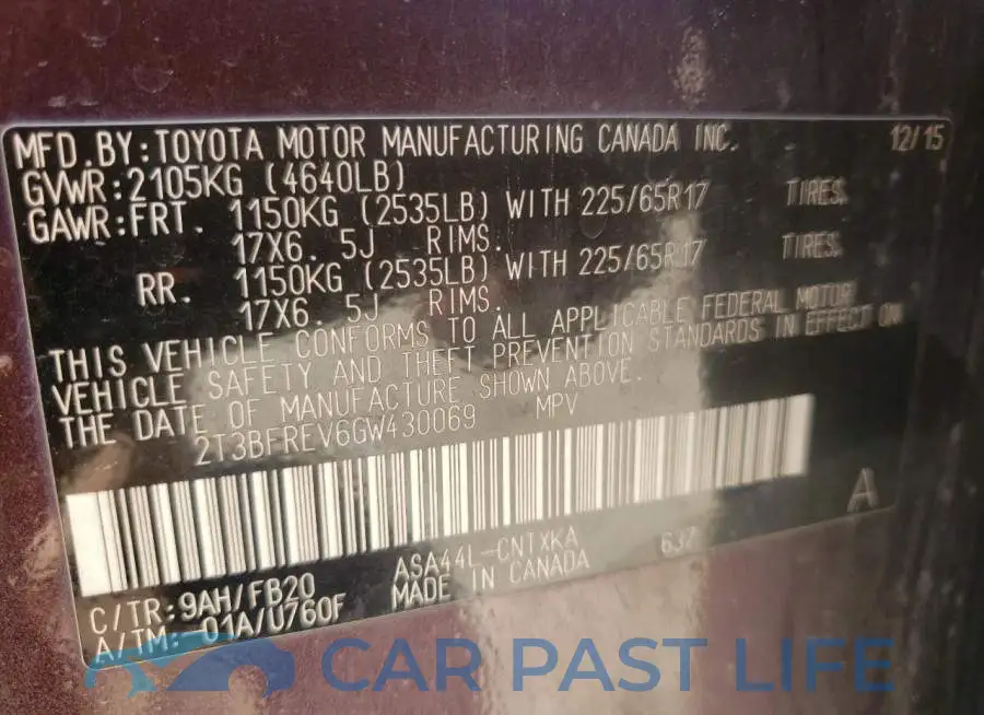 2T3BFREV6GW430069# 10