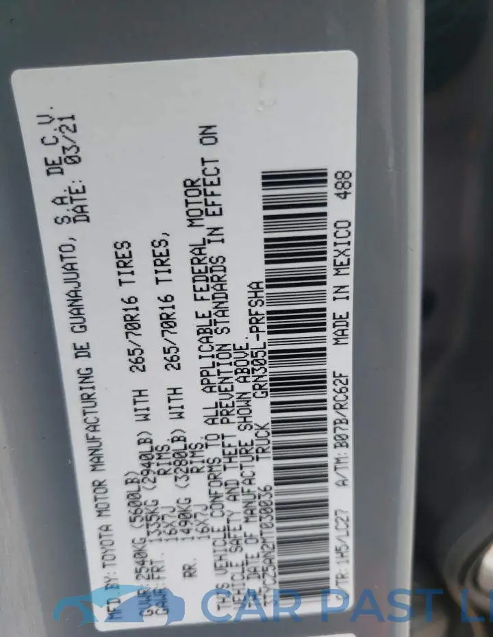 3TYCZ5AN2MT030036# 10