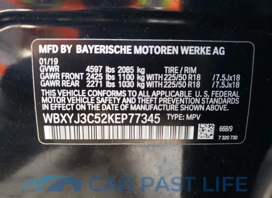 WBXYJ3C52KEP77345# 10