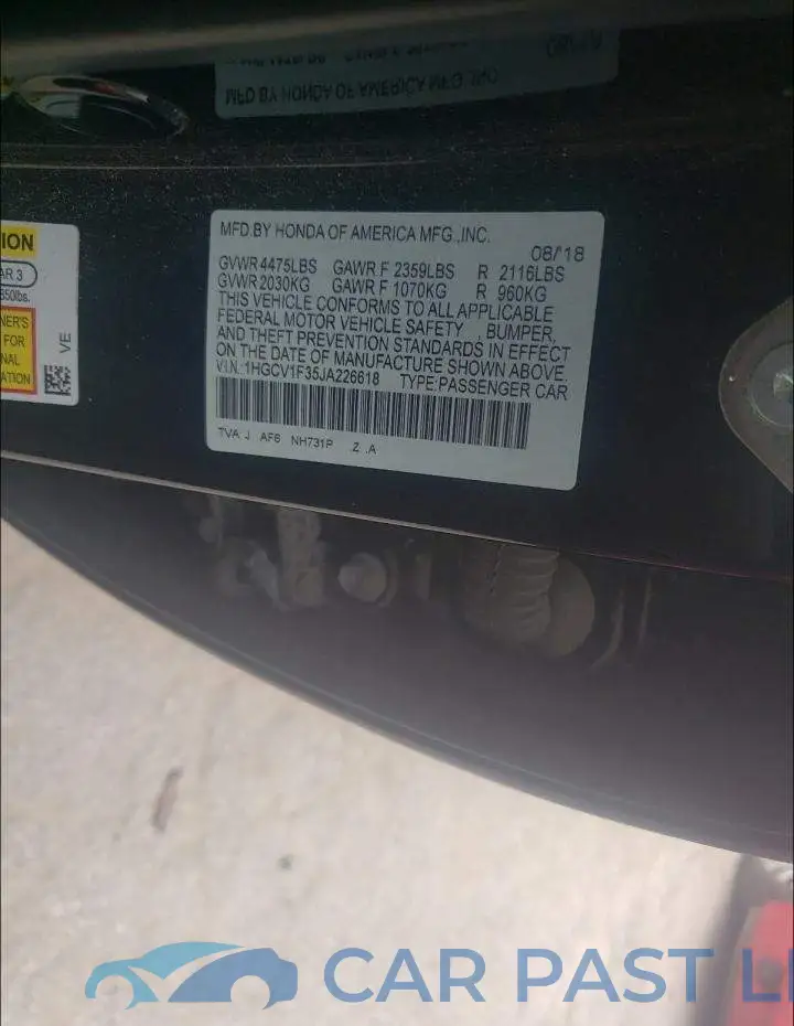 1HGCV1F35JA226618# 10