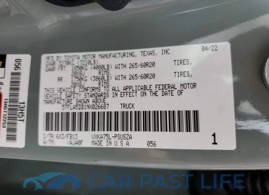 5TFLA5DB1NX026687# 10