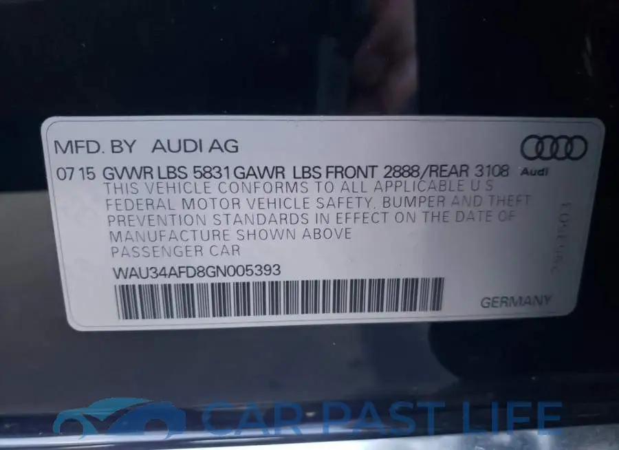 WAU34AFD8GN005393# 10