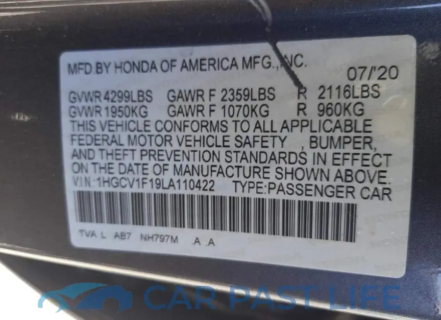 1HGCV1F19LA110422# 10