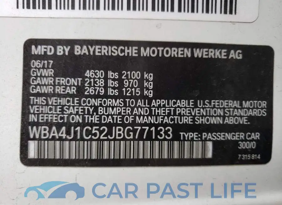 WBA4J1C52JBG77133# 10