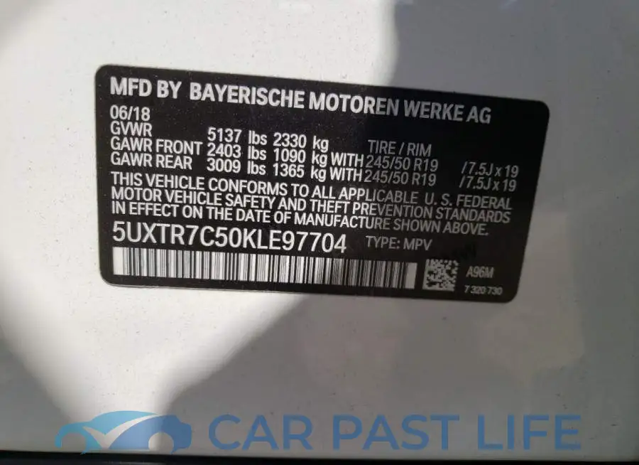 5UXTR7C50KLE97704# 10