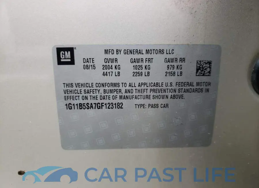 1G11B5SA7GF123182# 10