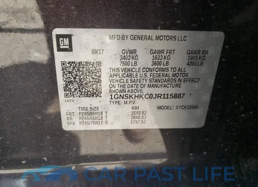 1GNSKHKC0JR115887# 10