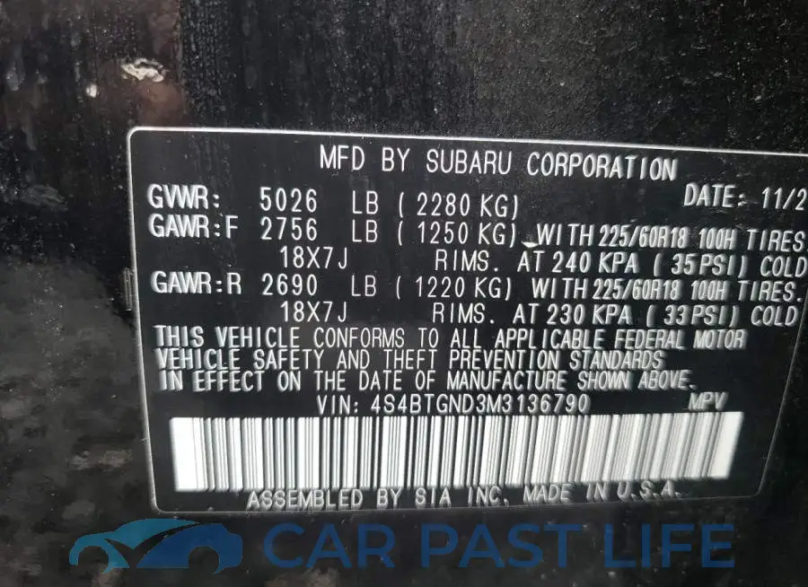 4S4BTGND3M3136790# 10