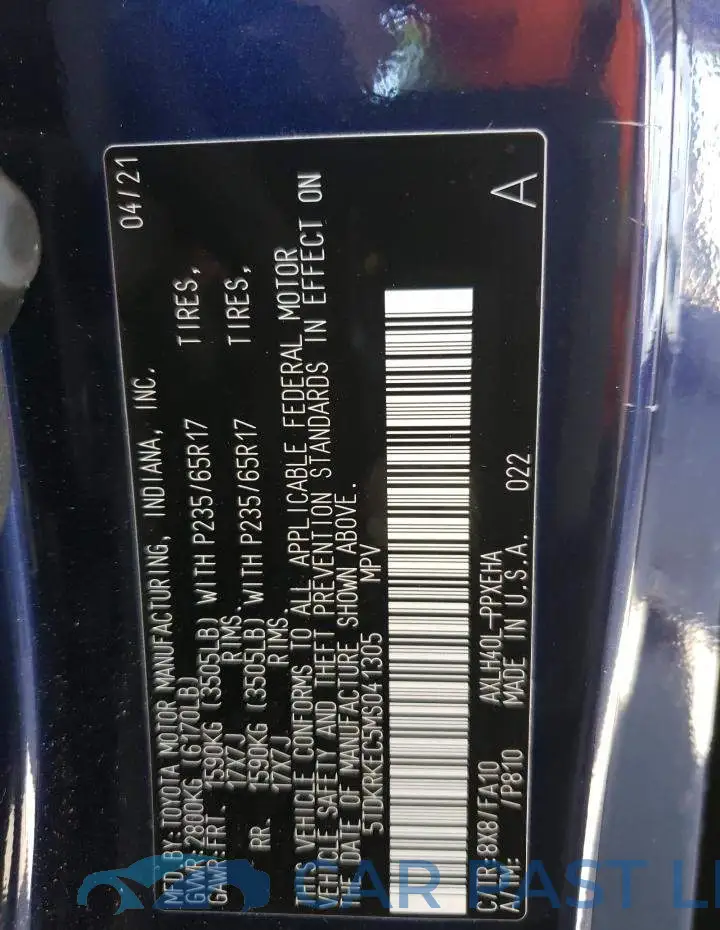 5TDKRKEC5MS041305# 10