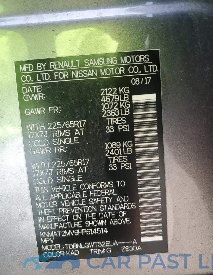 KNMAT2MV9HP614514# 10