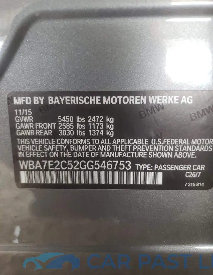 WBA7E2C52GG546753# 10