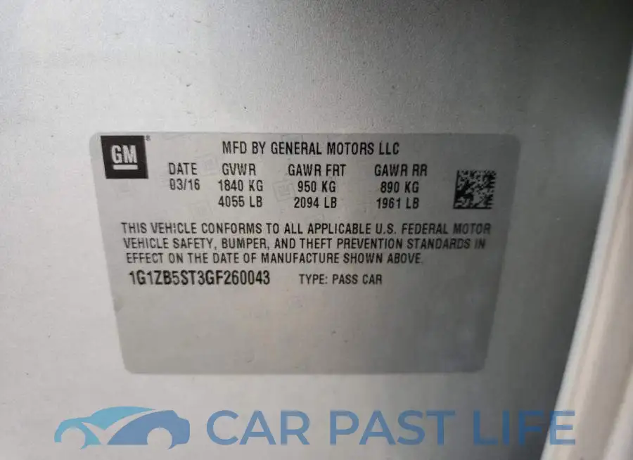 1G1ZB5ST3GF260043# 10