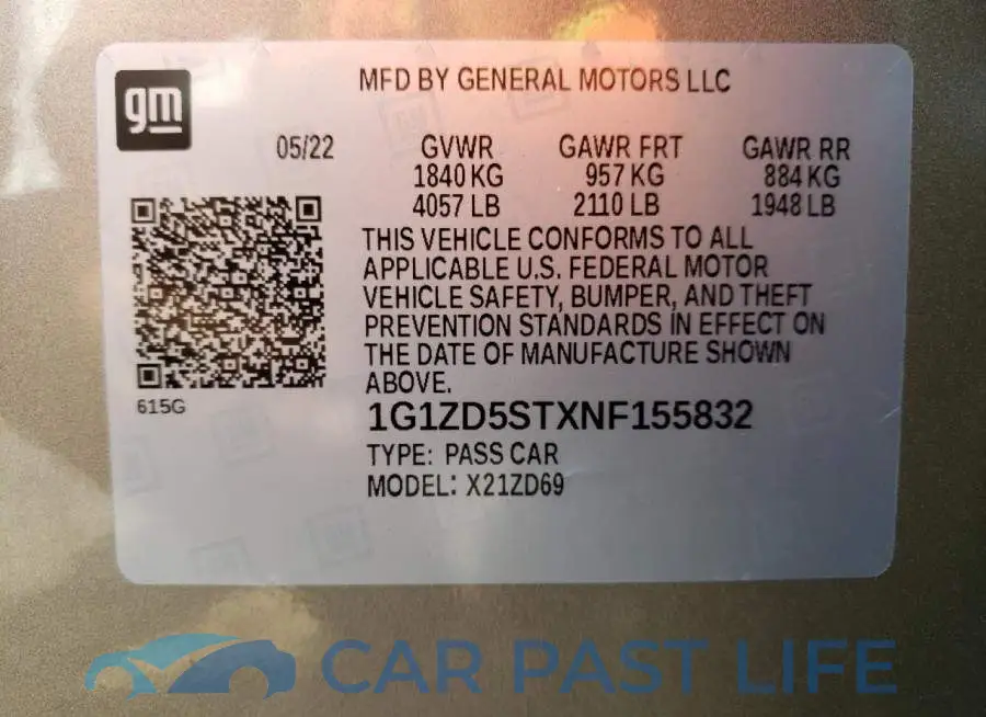 1G1ZD5STXNF155832# 10