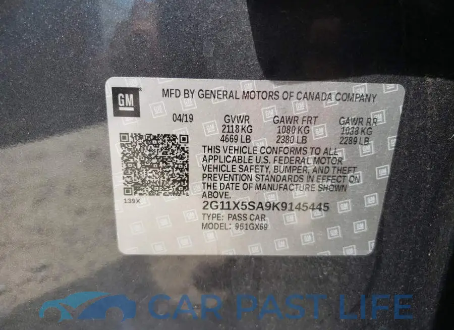 2G11X5SA9K9145445# 10