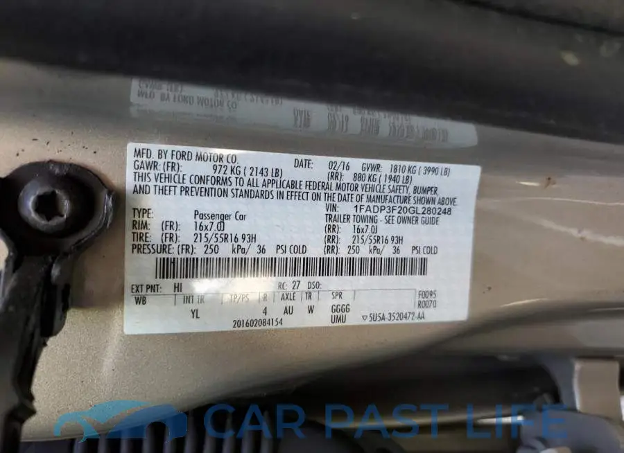 1FADP3F20GL280248# 10