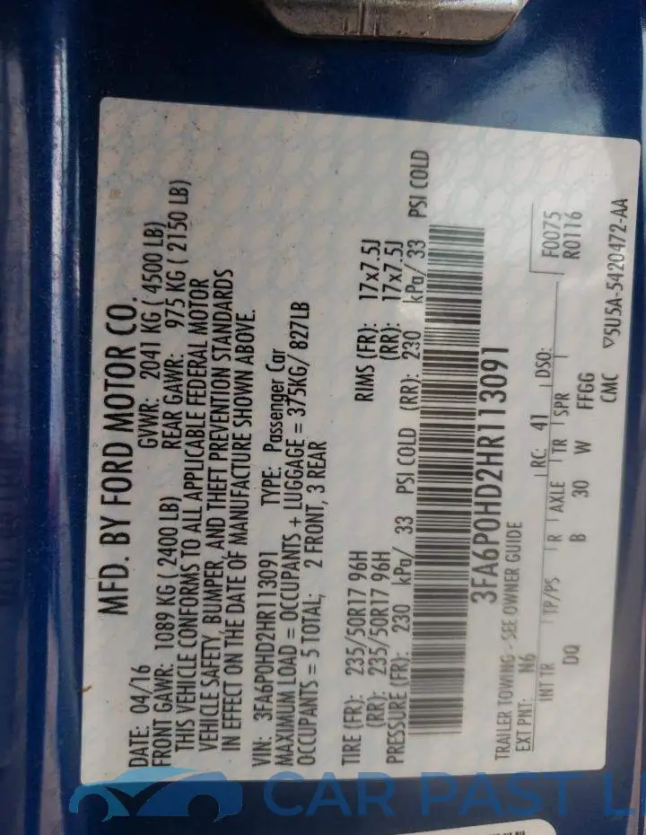 3FA6P0HD2HR113091# 10