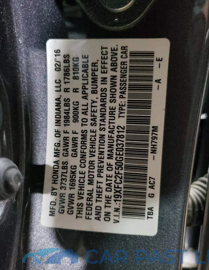 19XFC2F50GE037812# 10