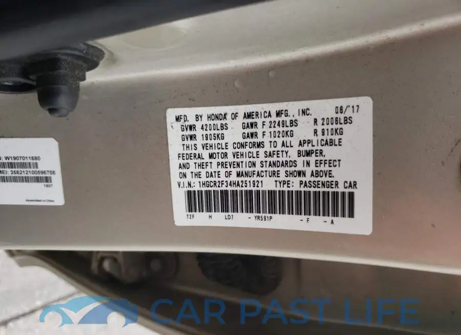 1HGCR2F34HA251921# 10