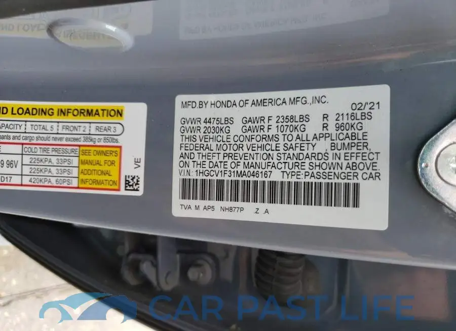 1HGCV1F31MA046167# 10