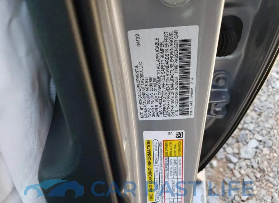 1HGCV1F3XNA050204# 10