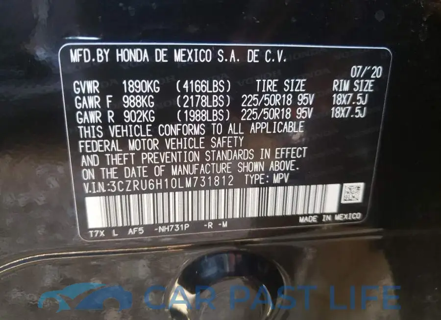 3CZRU6H10LM731812# 10