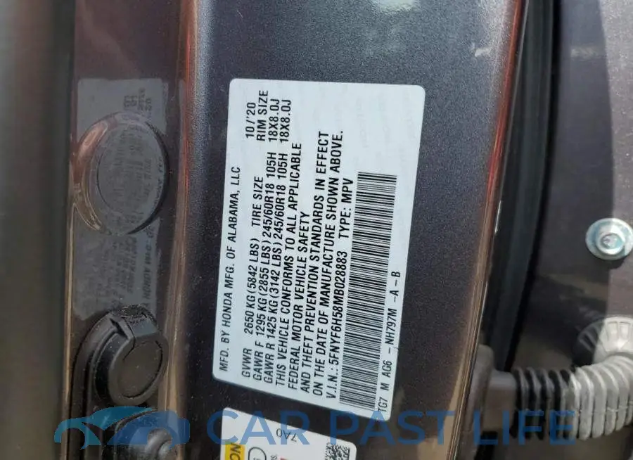 5FNYF6H58MB028883# 10