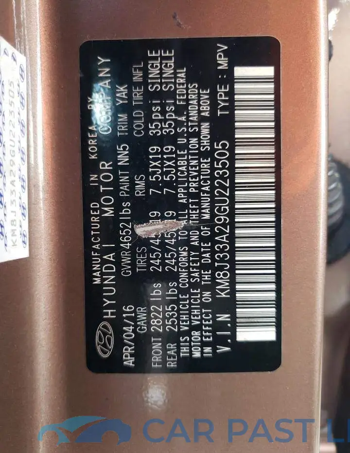 KM8J33A29GU223505# 10