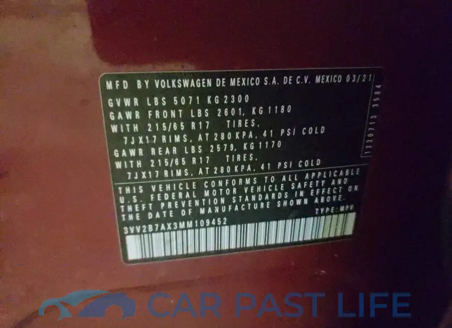 3VV2B7AX3MM109452# 10